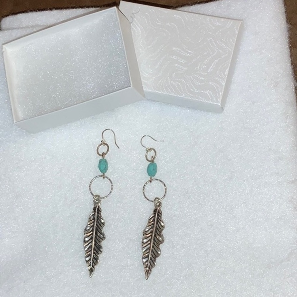 Silver-Tone & Faux Turquoise Fashion Earrings